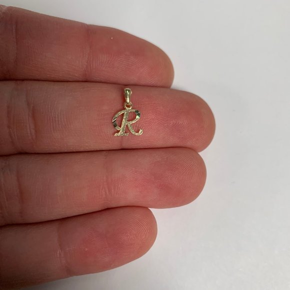 10k Solid Gold R Initial Charm - Personalized Letter Jewelry Gifts for Her - Picture 3 of 5
